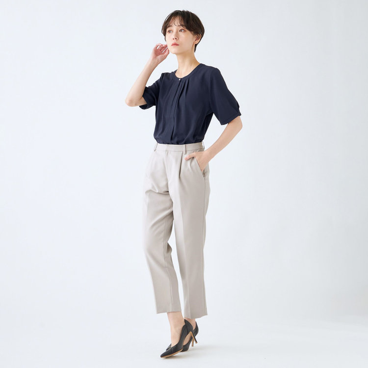 KONAKA　アウトレット 【WEB限定/OUTLET/汚れ・キズ等有】【mirum purple】【年間】タックテーパードパンツ/グレージュ グレー淡色