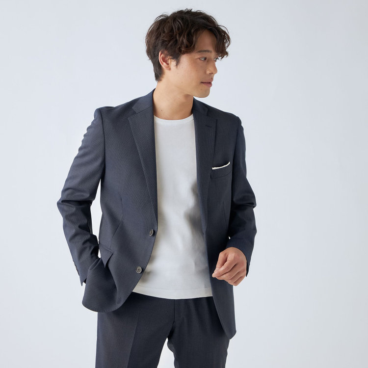 ＪＰ コンフォート 【ULTRA MOVE CROSS】【JOHN PEARSE comfort】【年間】2釦シングルジャケット/ネイビー×ハウンドトゥース 紺中間