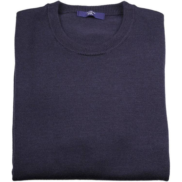 【WEB限定/OUTLET/汚れ・キズ等有】【JOHN PEARSE comfort navy】クルーネックニットセーター/ネイビー/ZEGNA BARUFFA /マシンウォッシャブル